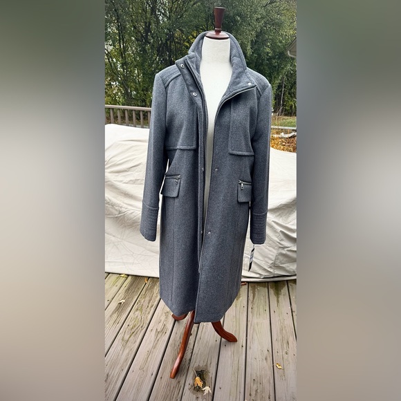KARL LAGERFELD NWT WINTER ZIP AND SNAP COAT IN HEATHER GRAY XL - Picture 5 of 16
